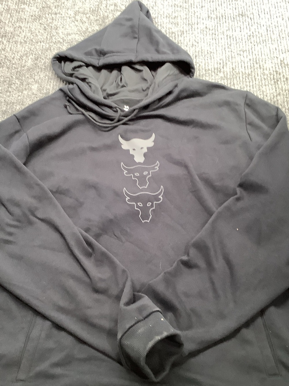 Under Armour Men's Black Hooded Sweatshirt with Stacked Bull Logos